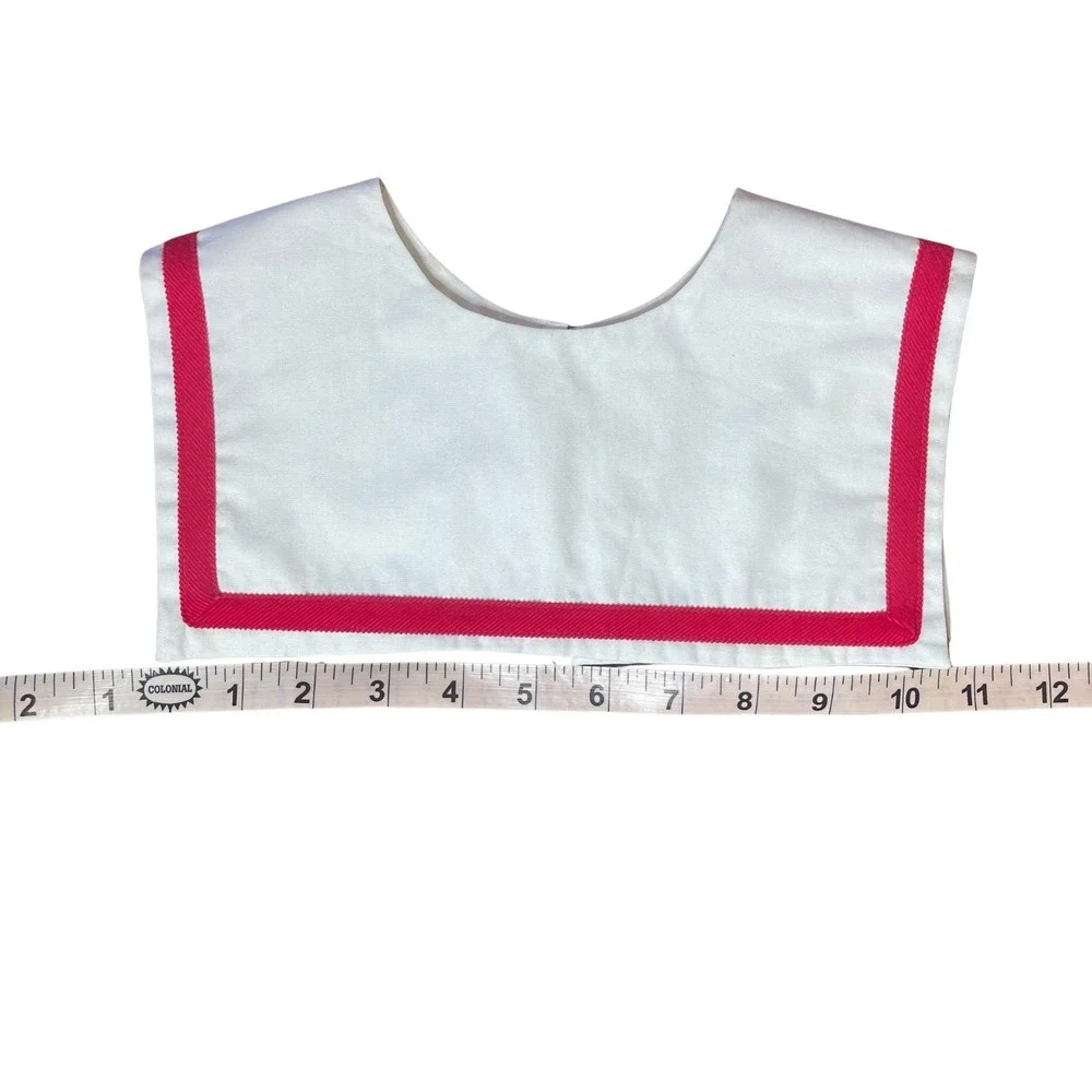 Kids Sailor Collar White Red Trim Nautical School Uniform Accessory